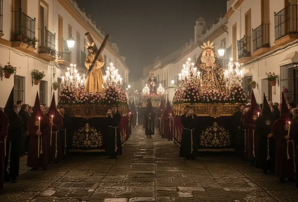 Procession de la Semaine Sainte à Cordoue de nuit