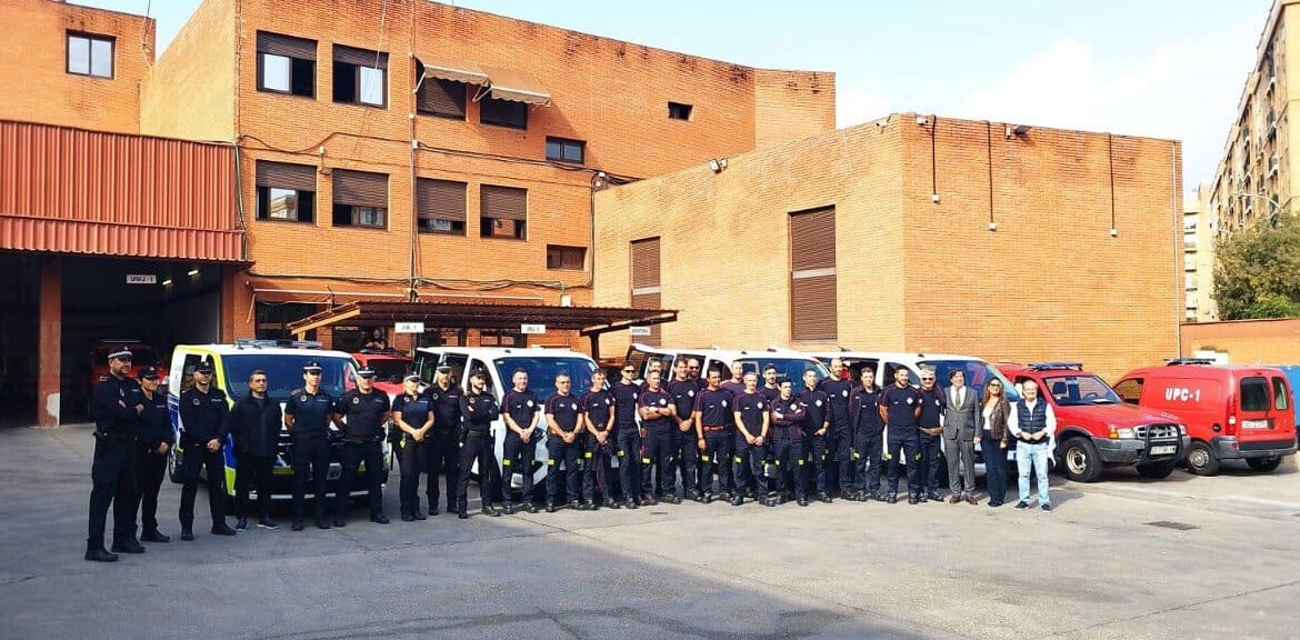 Efectivos de Seguridad del Ayuntamiento de Córdoba que viajan a Valencia / El Día