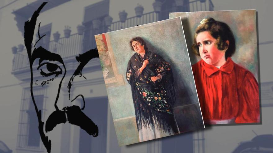 Debajo del cuadro 'Mujer con mantón de manila' (a la izq.) de Juan Ramón Jiménez se encontraba escondido otro lienzo del poeta, 'Niña de rojo' . / NACHO GARCÍA
