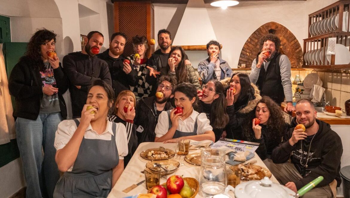 Equipo de rodaje en Montilla.