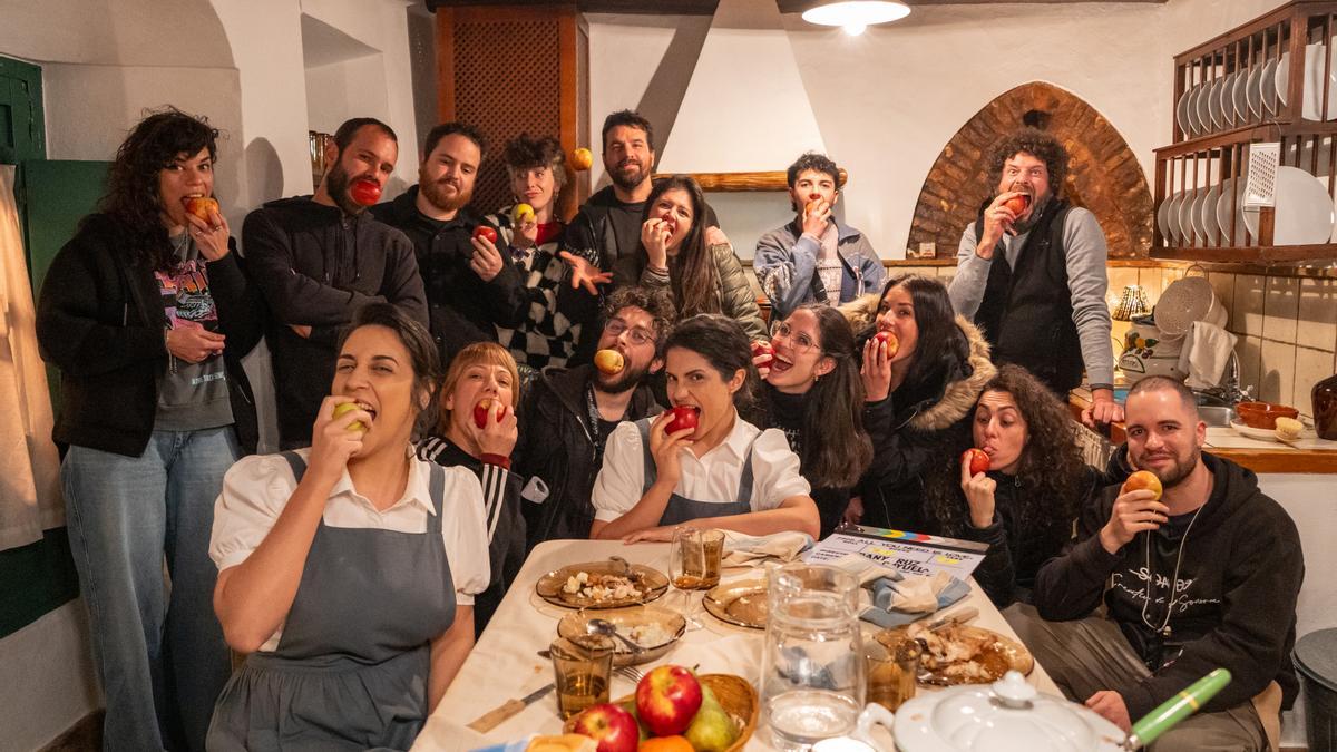 Equipo de rodaje en Montilla.