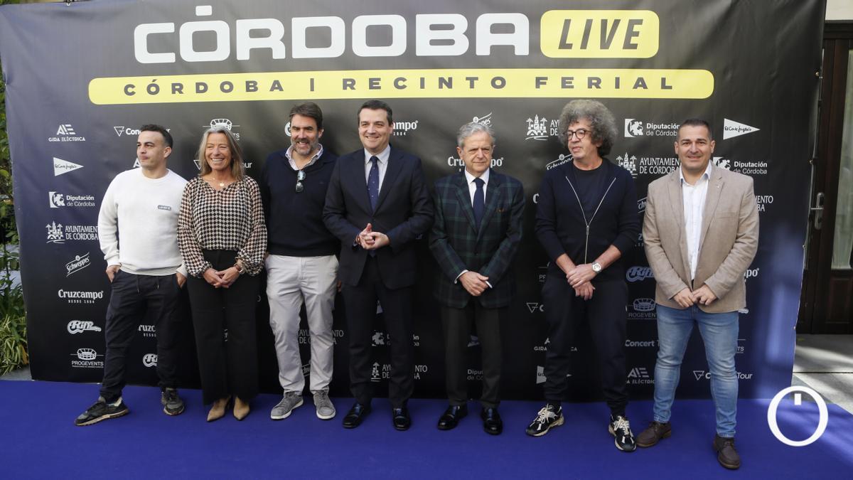 Presentación de Córdoba Live Chris Ortiz, presidente de Riff Producciones Álex Gallegos Deborah Casillas, responsable de Concert Tour Álex Gallegos