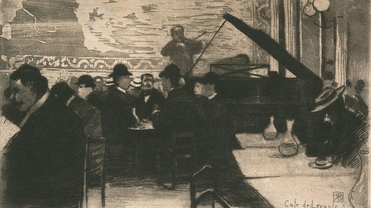 El grabado 'Café de Levante', de Ricardo Baroja Nessi.