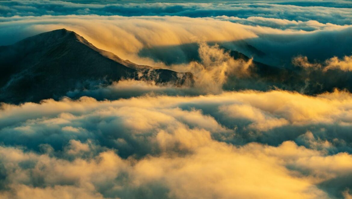 mountain with clouds