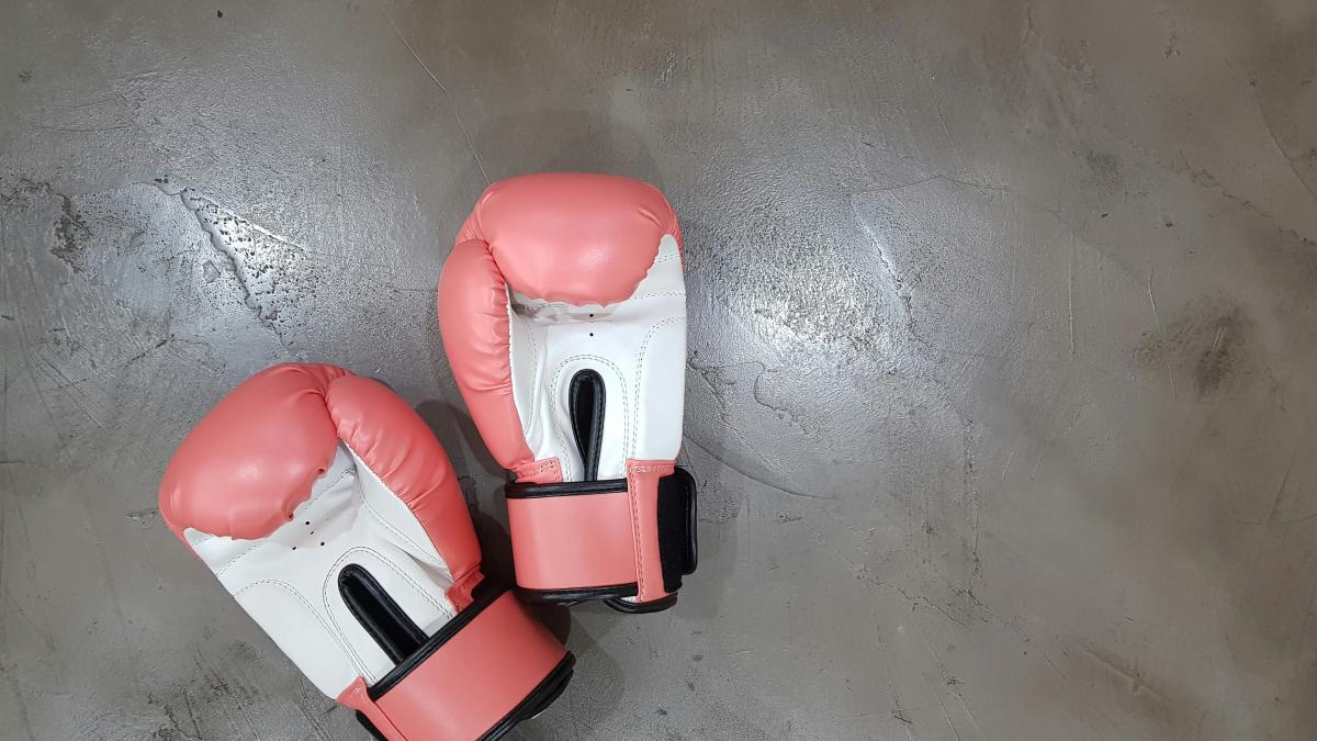pair of pink boxing gloves