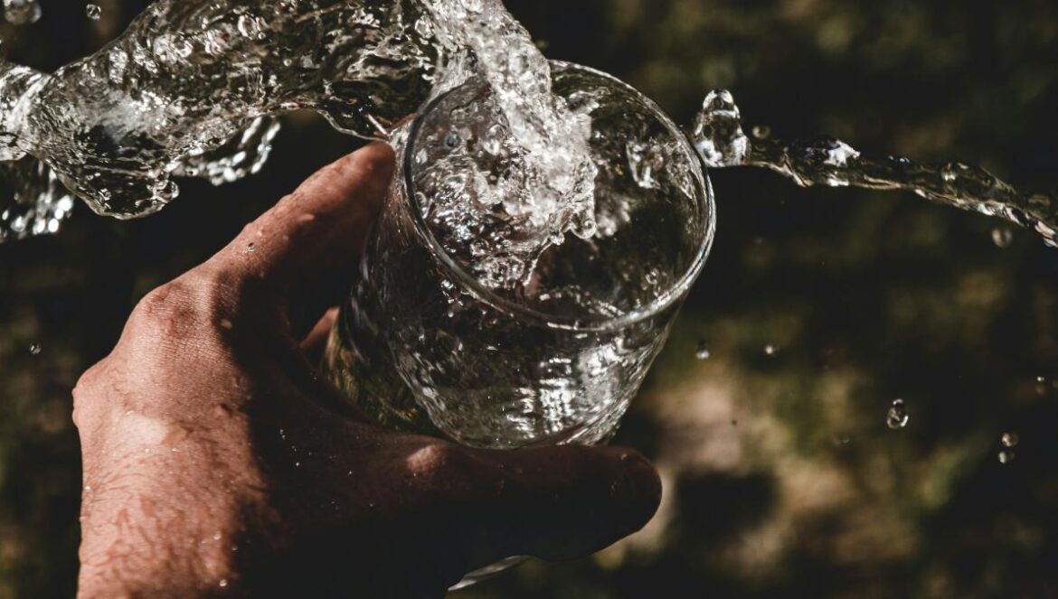 person holding drinking glass filled with water