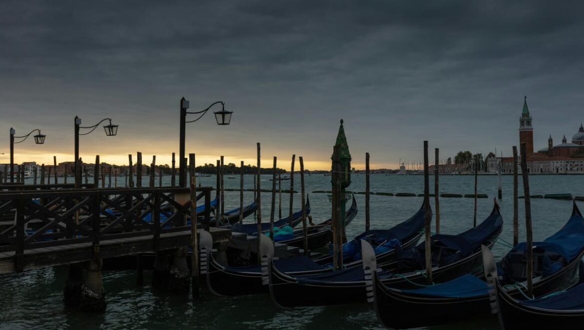 row of boats at Venice