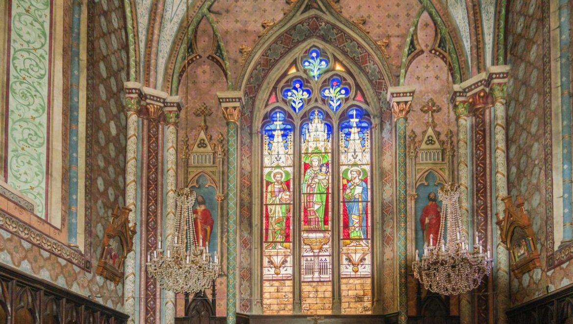 a large stained glass window