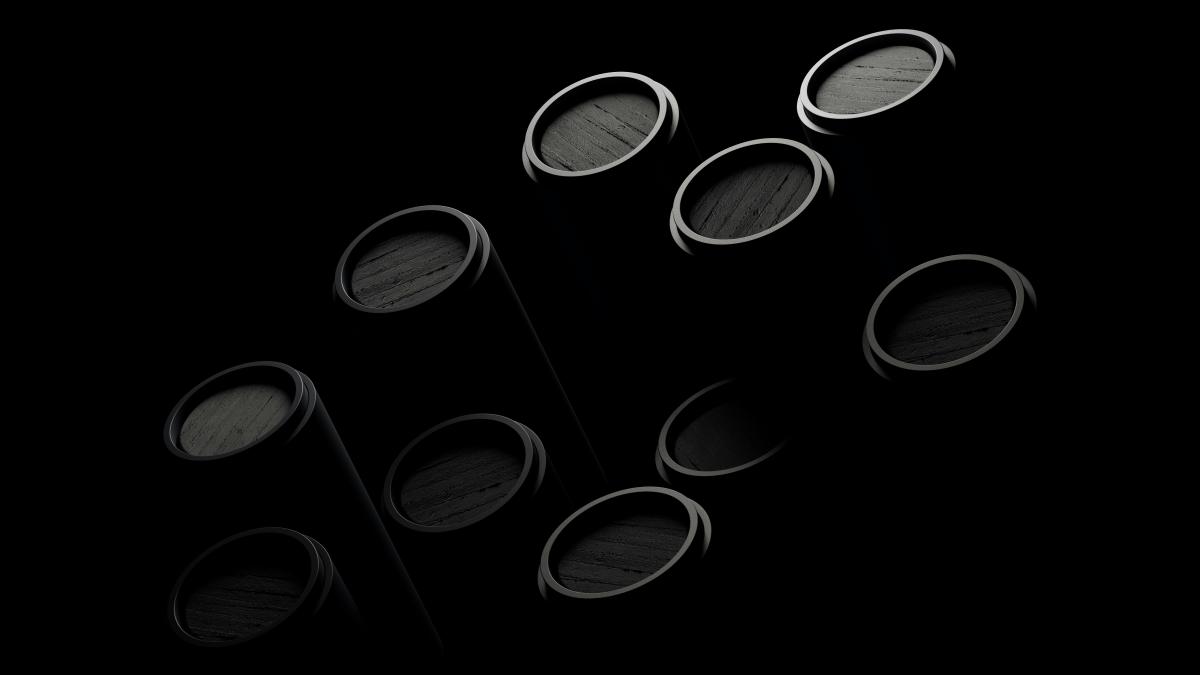 A group of round objects in the dark