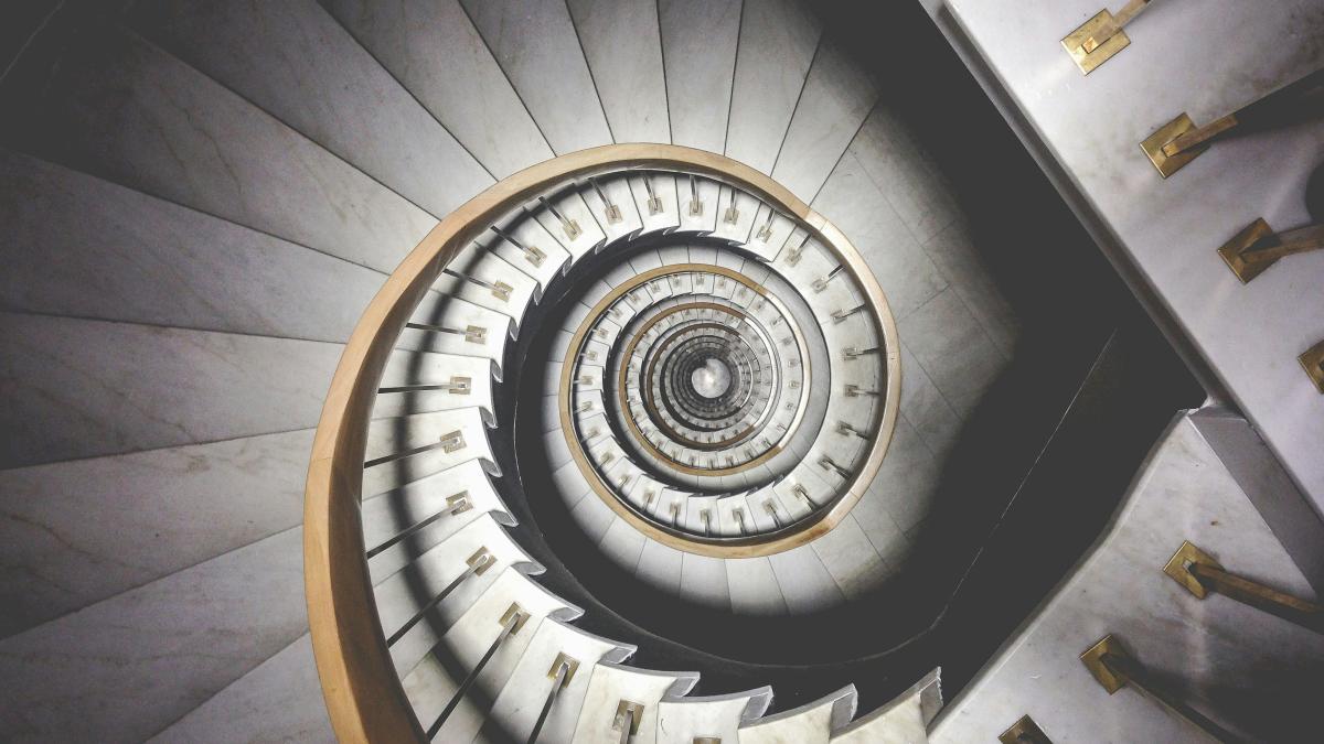 photo of spiral white stairs