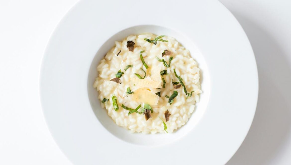 risotto on white ceramic plate