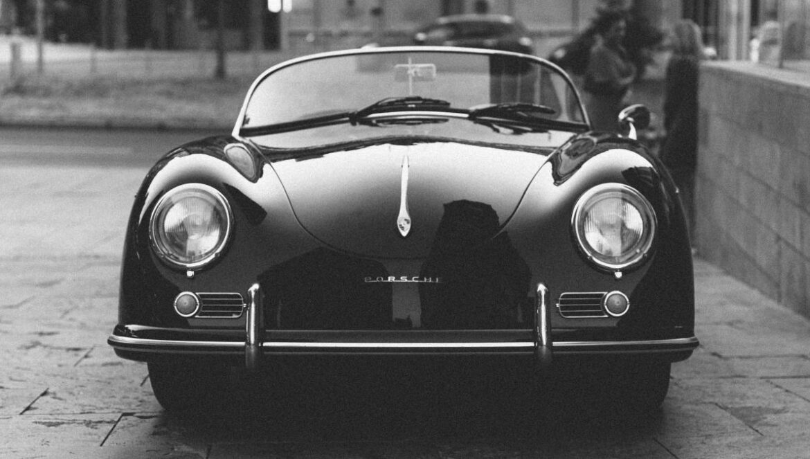 grayscale photography of convertible car