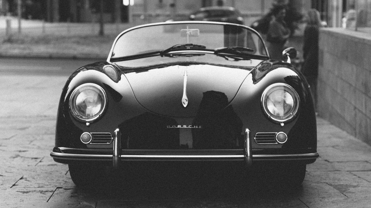 grayscale photography of convertible car