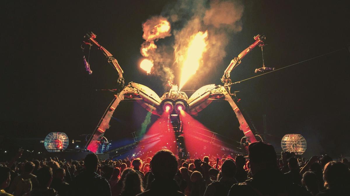 people gathering on stage