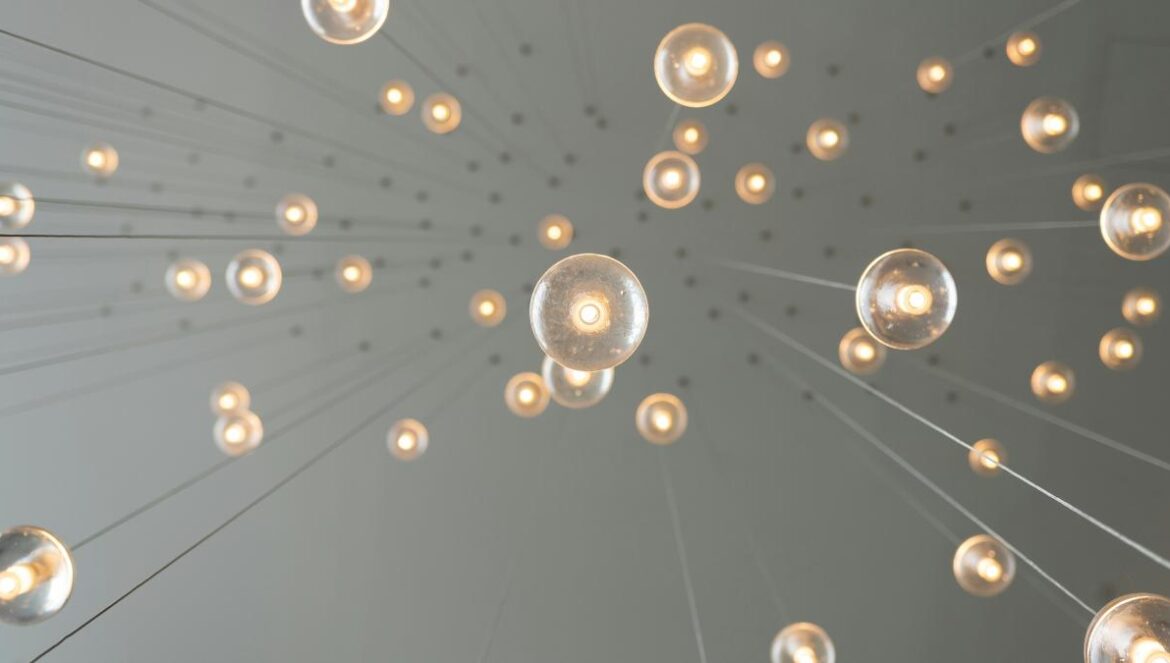 low angle photography of drop lights