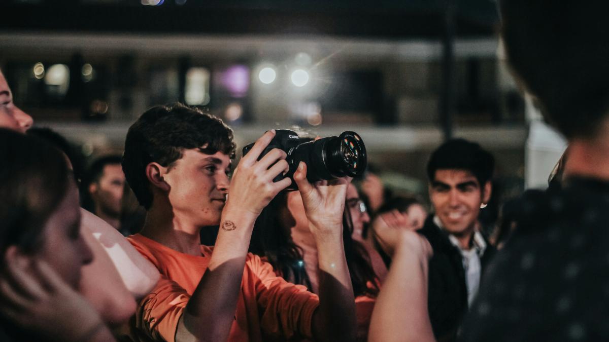 people near building during night
