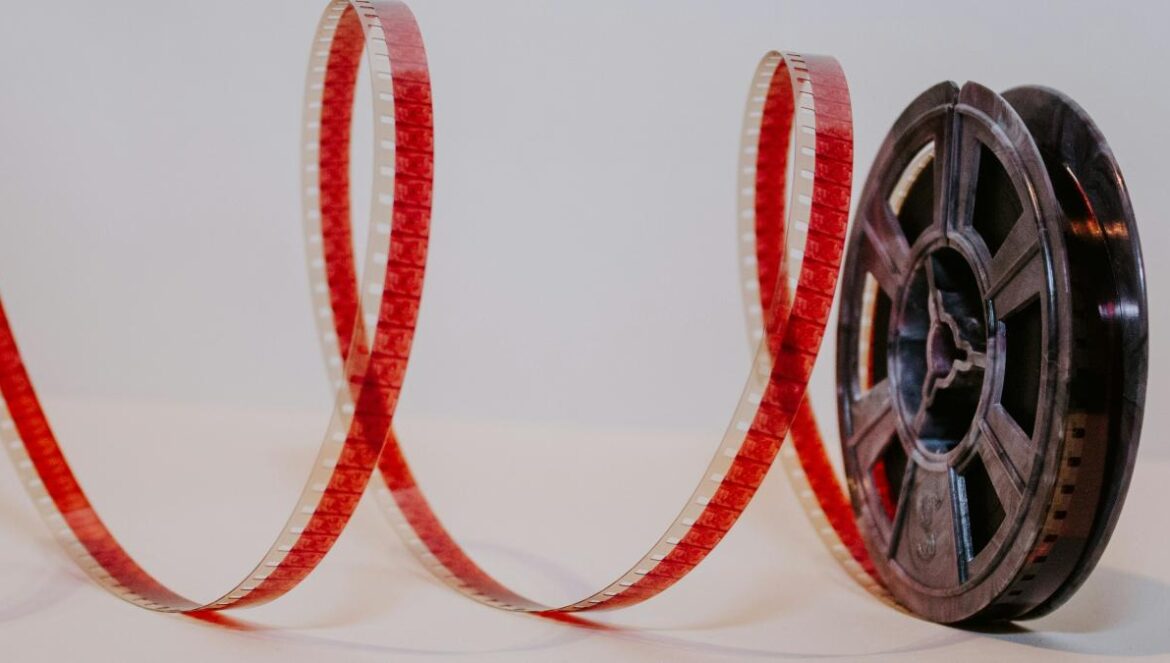 a close up of a reel of film