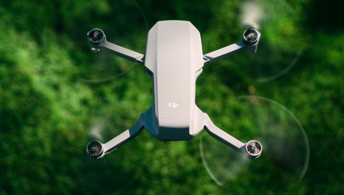 DJI Mavic drone in mid air during day