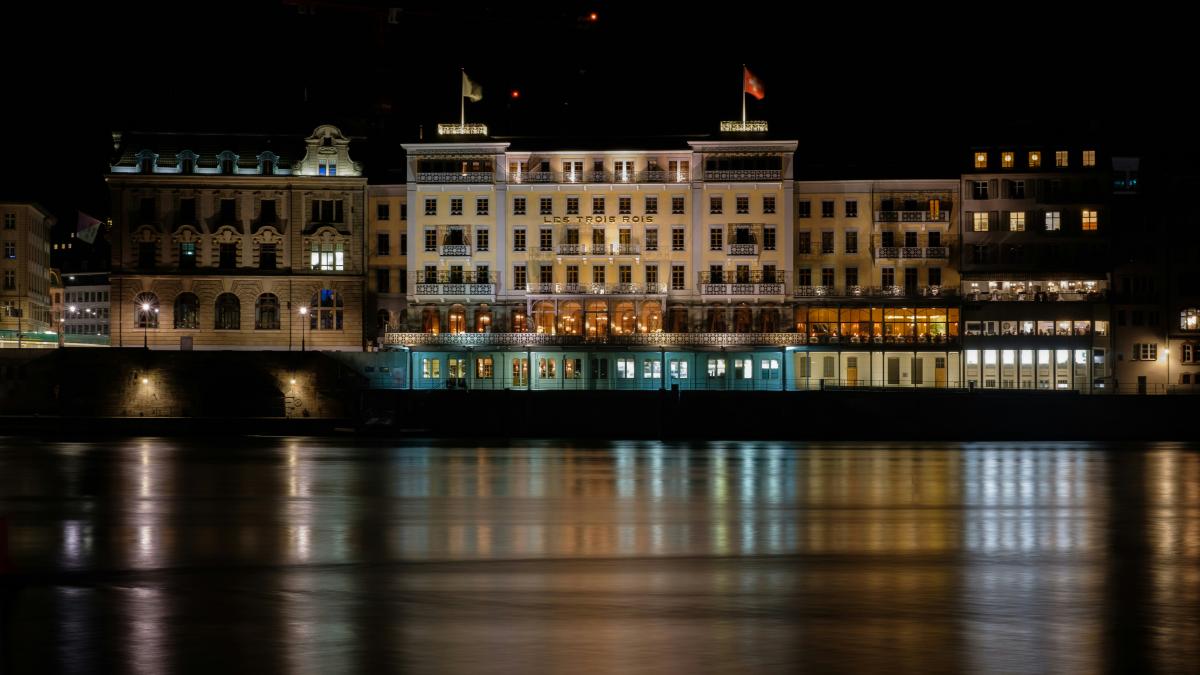 white concrete building during night time