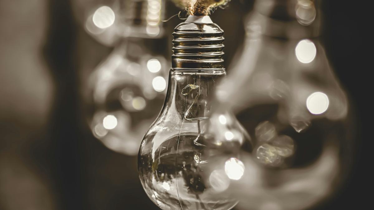 clear glass light bulb in tilt shift lens
