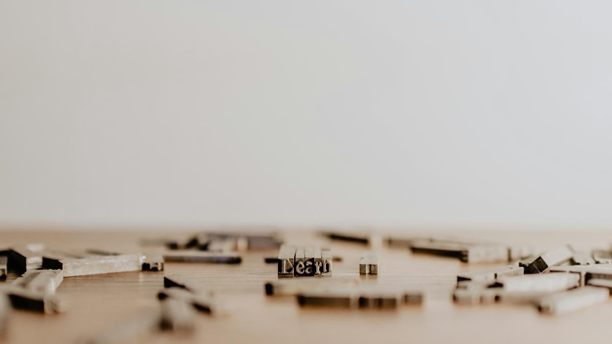 text blocks spelling the word learn