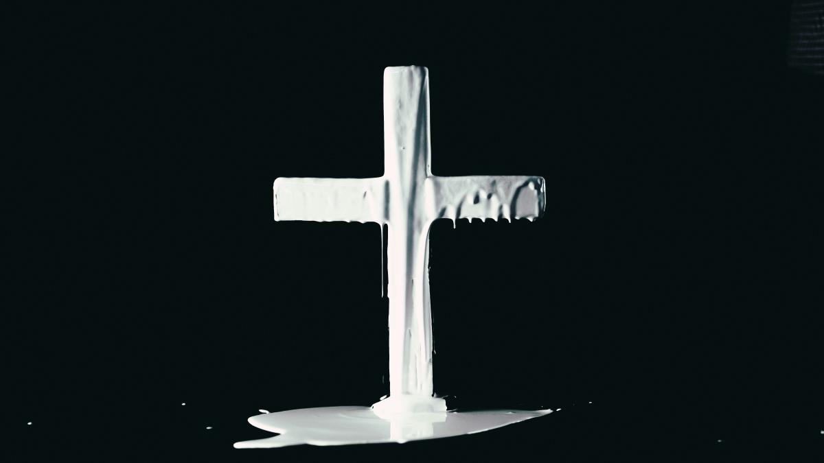 black cross with white background