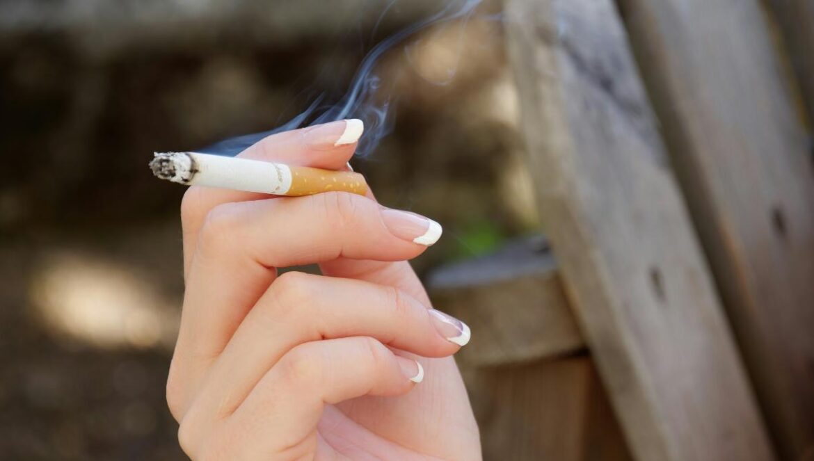 person holding white and blue toothbrush