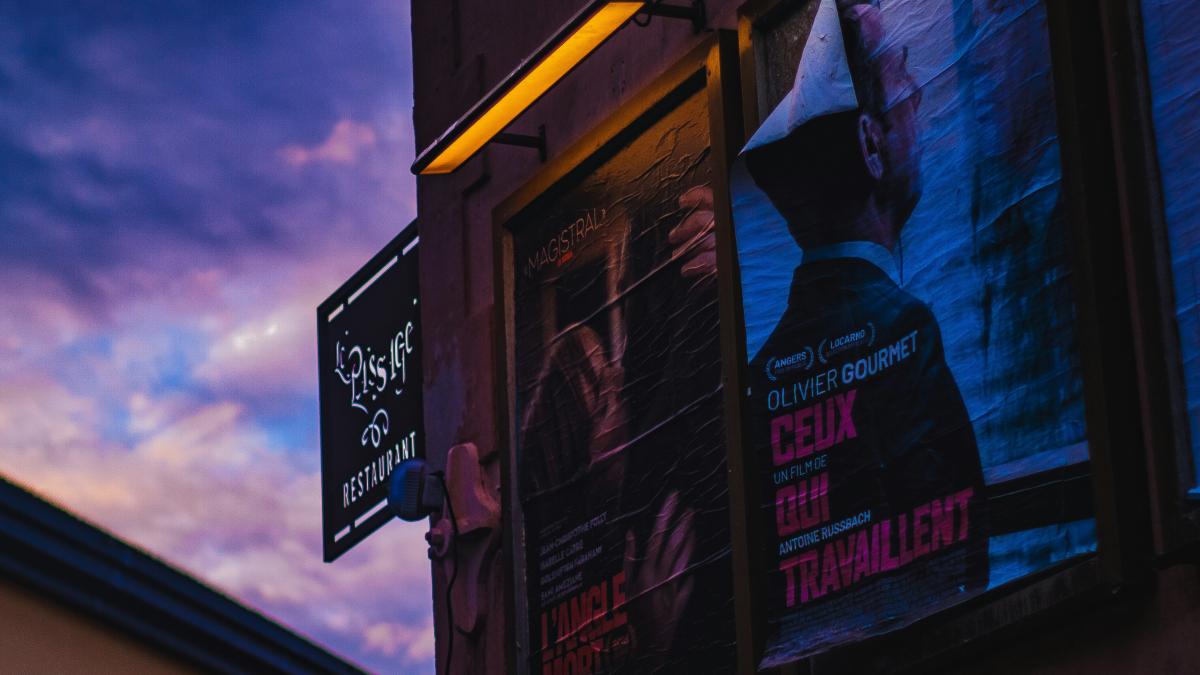 a building with signs on it