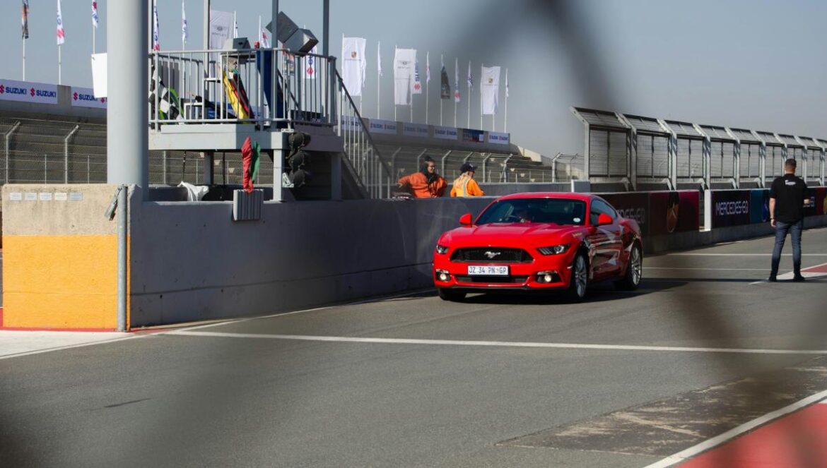 a red car on a race track