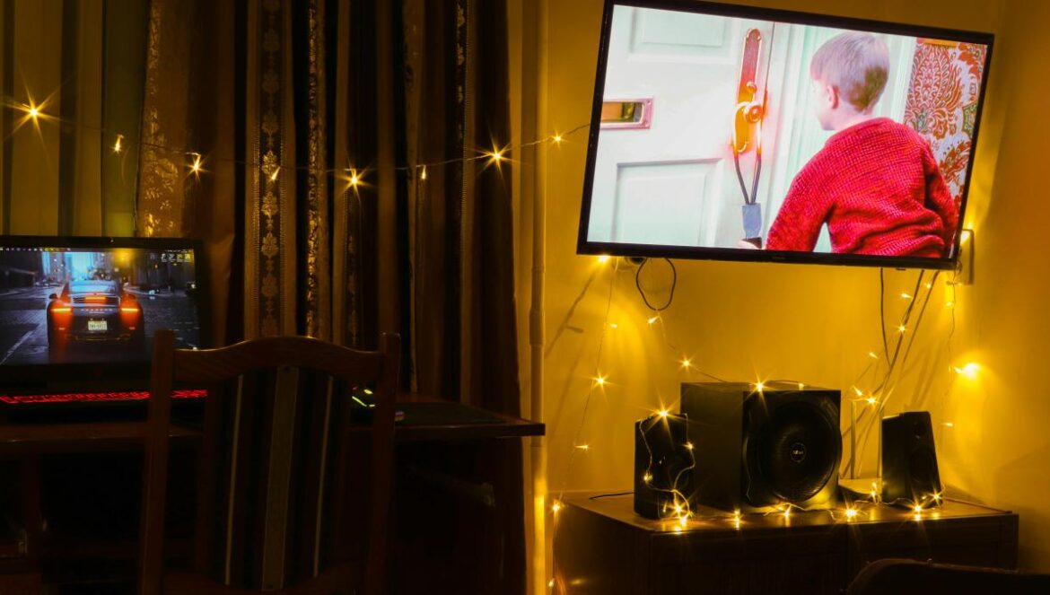 a tv on a wall