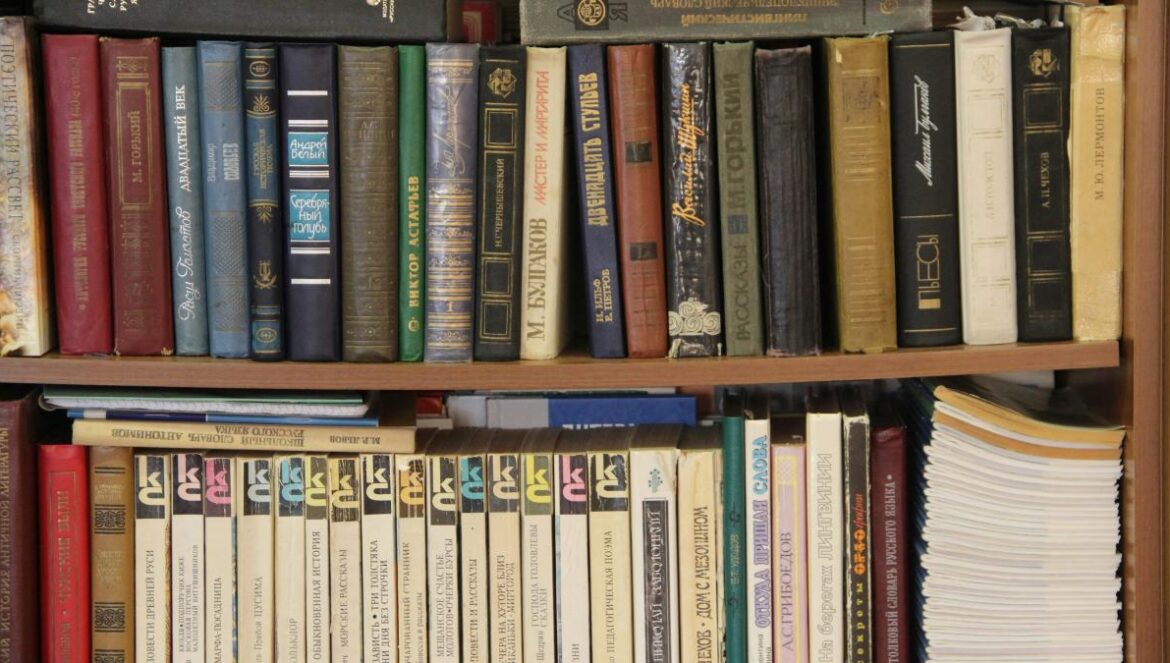 a book shelf filled with lots of books