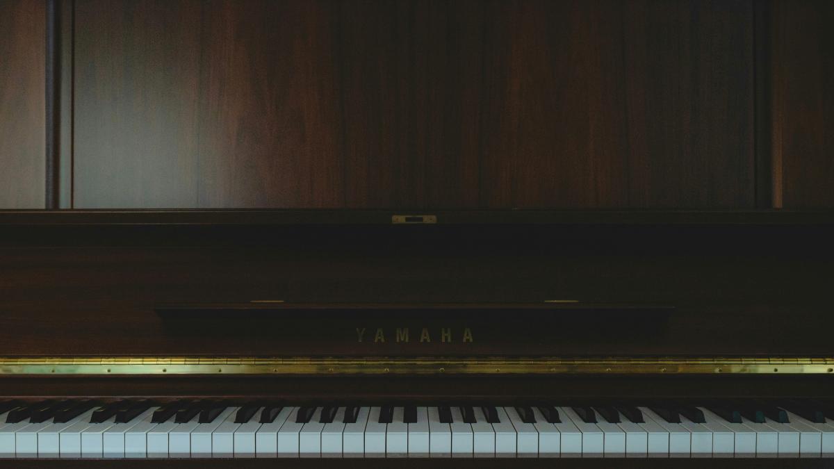a close up of a piano in a room
