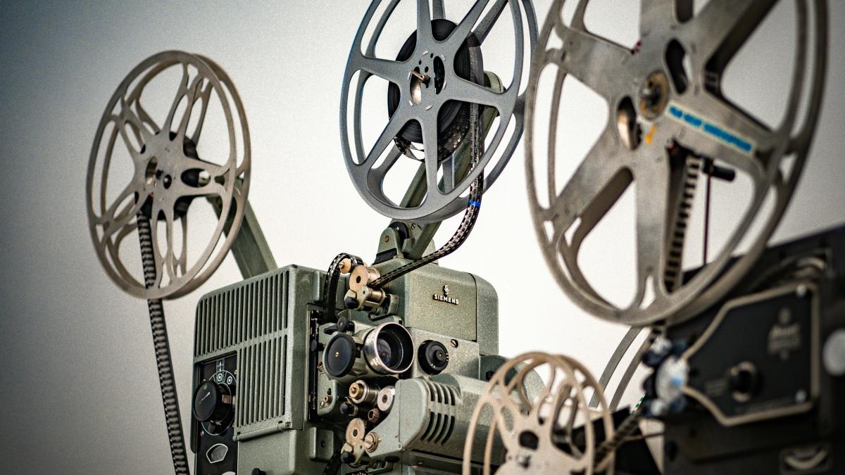a close up of an old movie projector