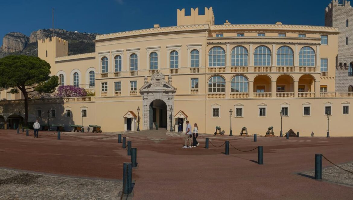 The prince's palace of monaco shines in the sunlight.
