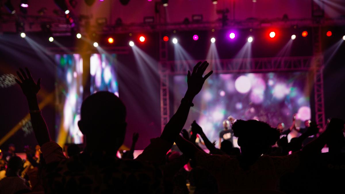 people watching concert during night time