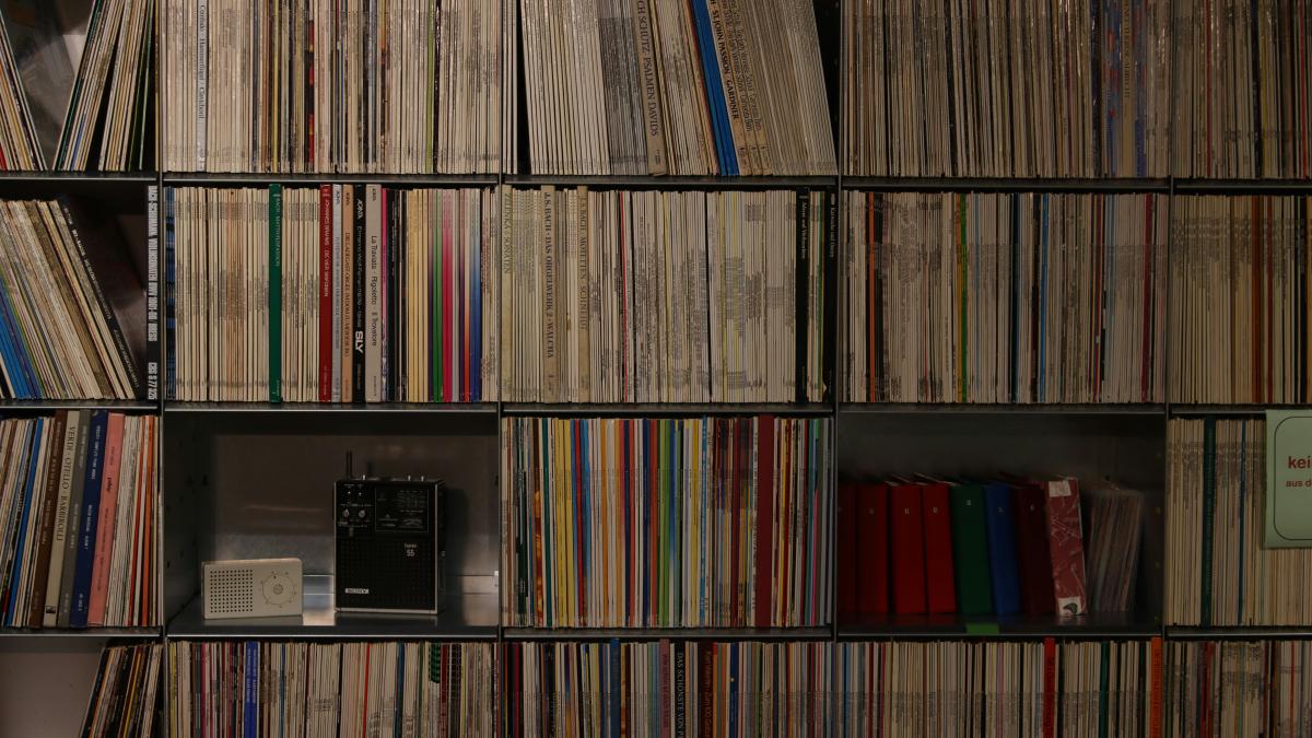 a book shelf filled with lots of books