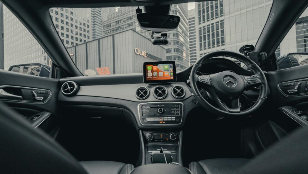 black and silver car interior