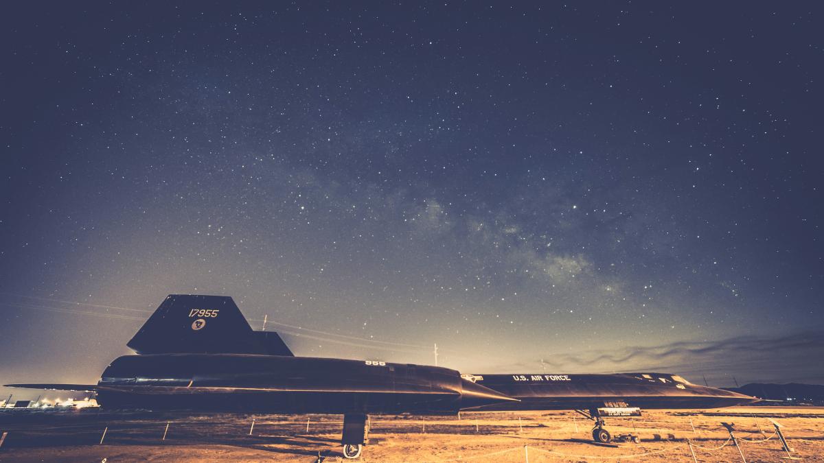 black U.S. Air Force jet plane parked on ground