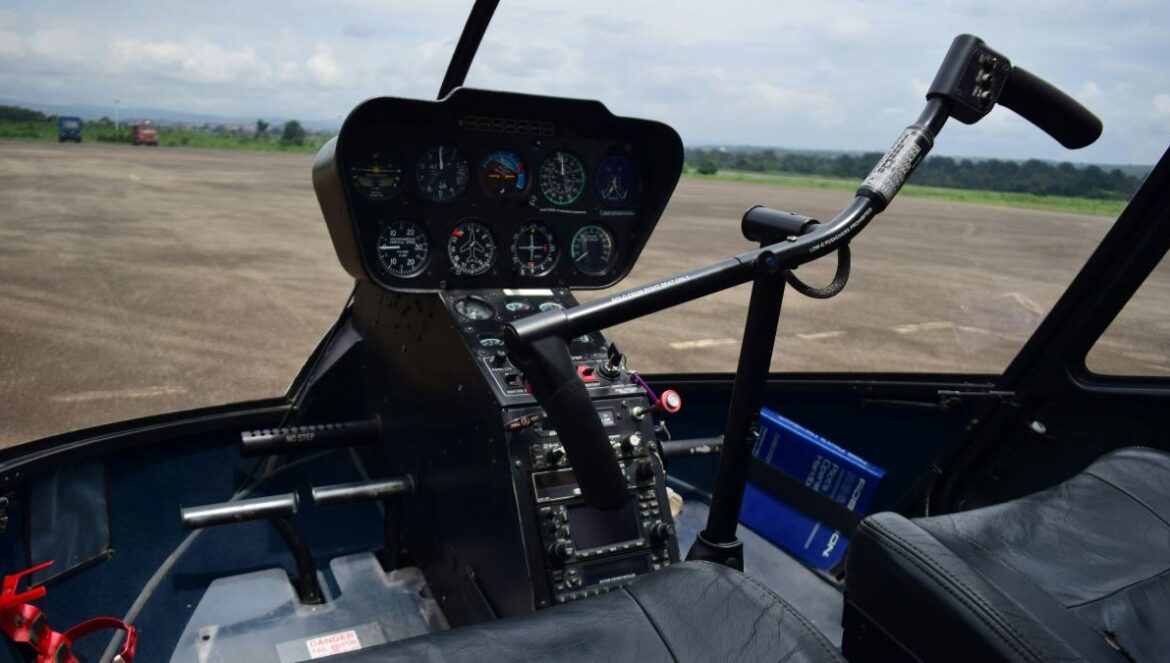 a view of the cockpit of a small plane