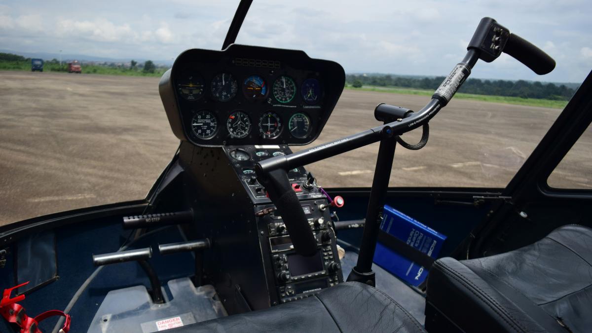 a view of the cockpit of a small plane