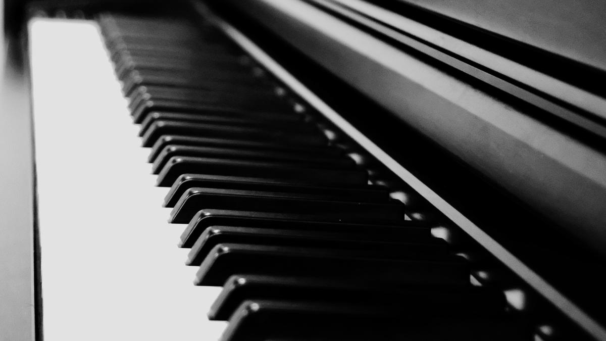 black and white piano