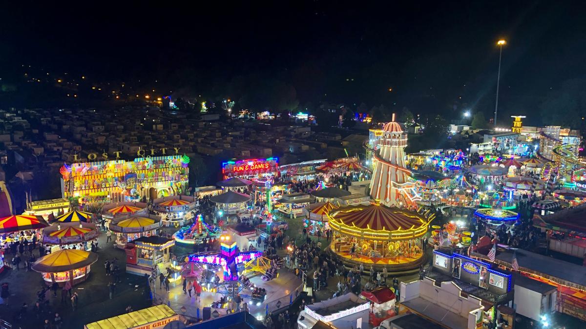 aerial view of city during night time