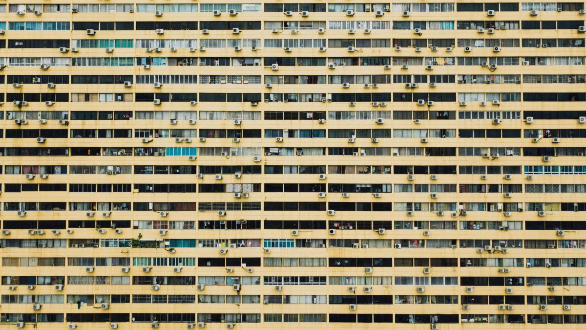 a very tall building with lots of windows