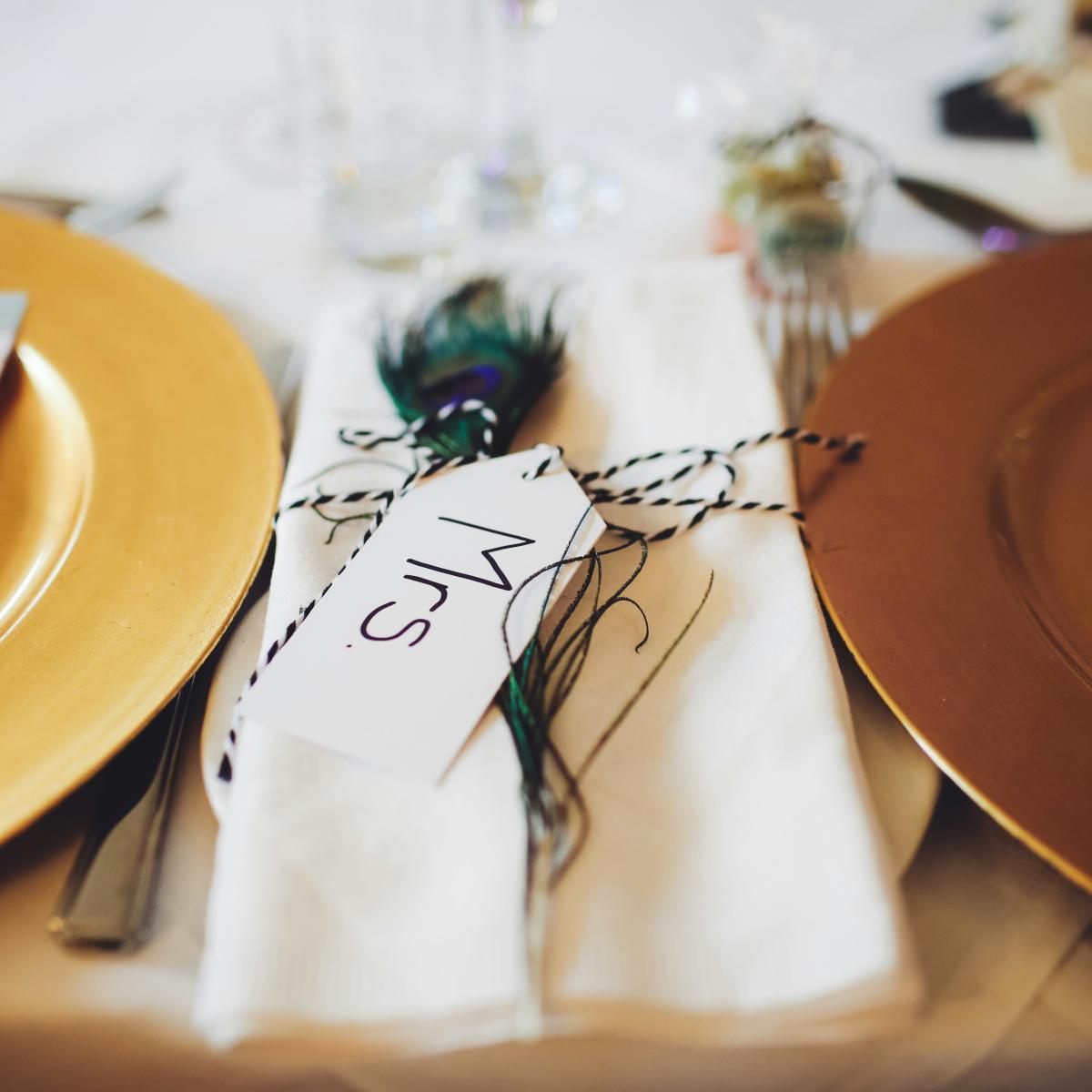 white card and plates