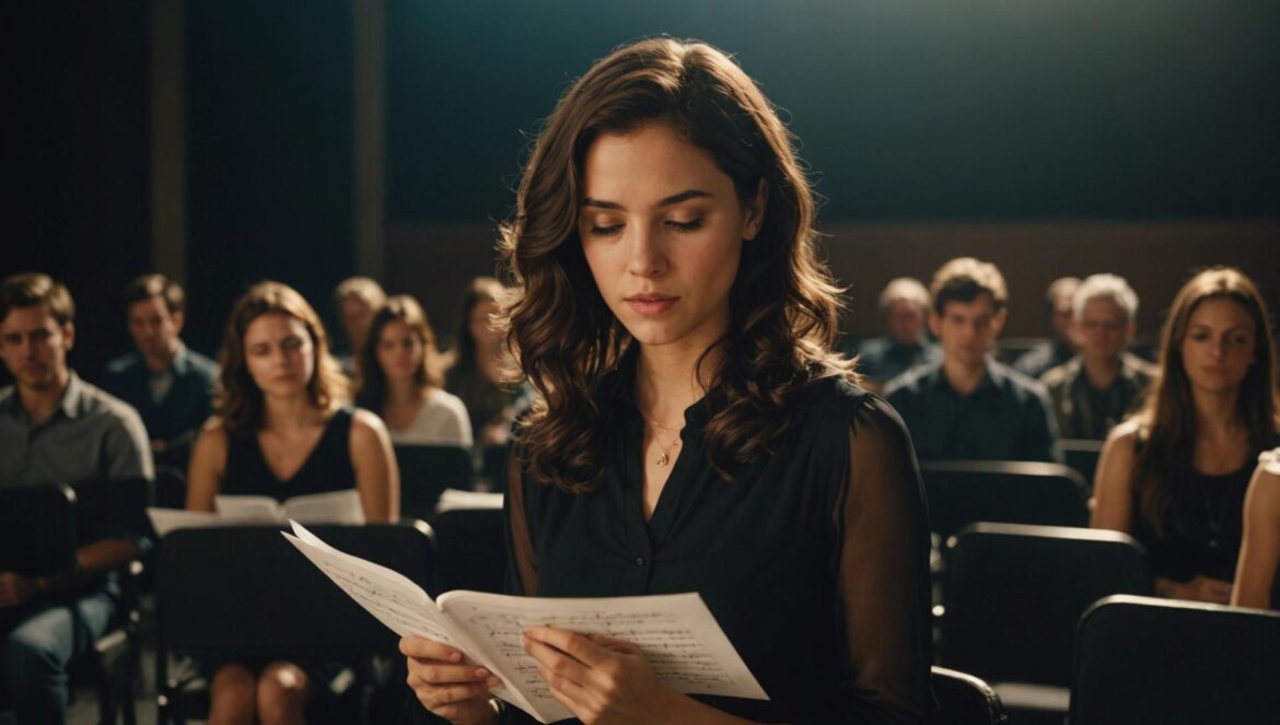 Música ensayando con su clarinete en una sala contemporánea del C3A de Córdoba.